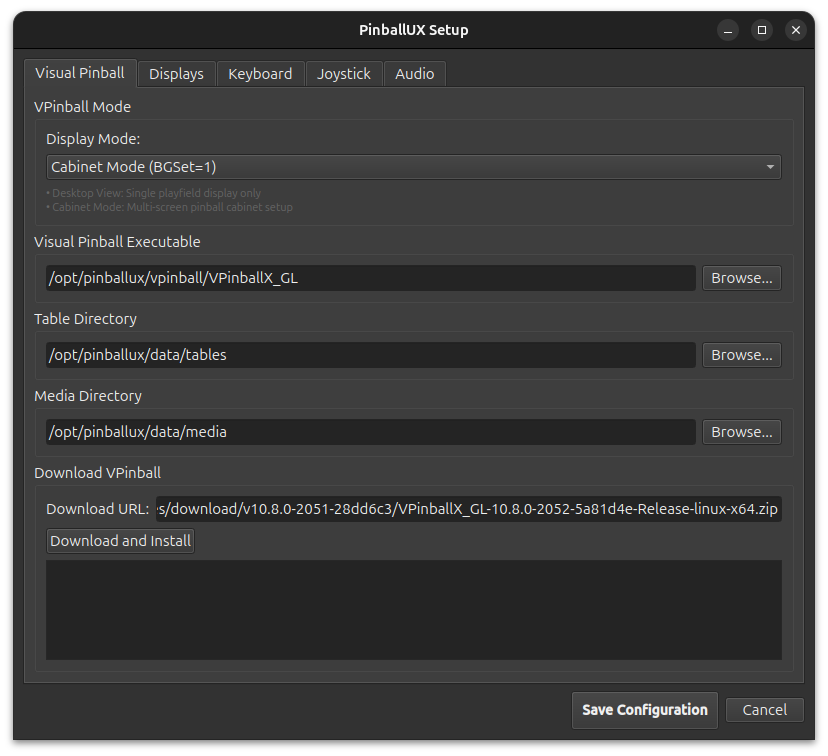 PinballUX Setup GUI